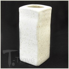 White Sanded Rectangular Japanese Vase