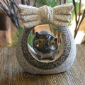 Granite Stone Owl In Basket Black