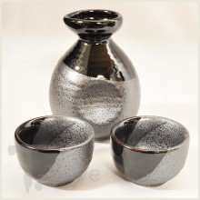 Metallic Rust and Black Sake Set
