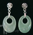 Oval Jade Fortune Earrings with Sterling Silver