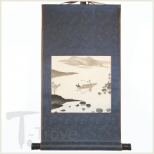 Boat Fishing Blue Scroll