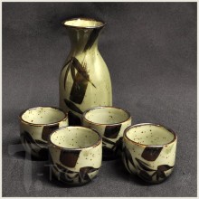 Green Bamboo Sake Set