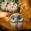 Granite Stone Round Owl 3.5in Tall Beige