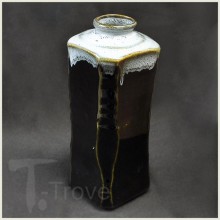 Black and White Freckled Rectangular Vase With Small Mouth